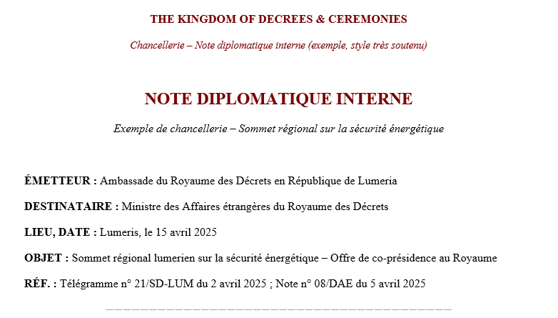 Note diplomatique