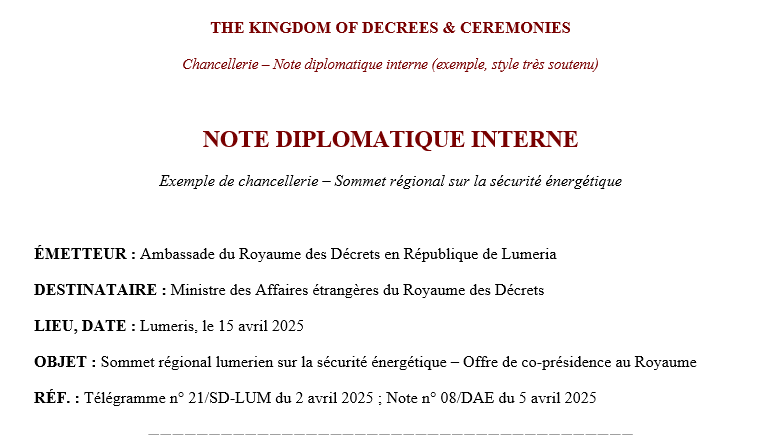 Note diplomatique