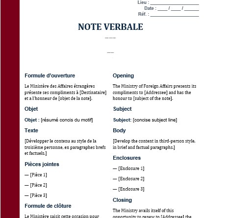 Note verbale, la force tranquille + Modèles Word à télécharger et à remplir