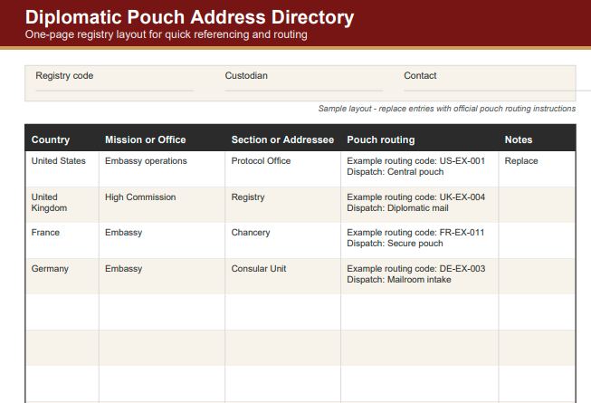 Diplomatic Pouch Address